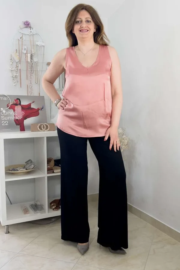 Mealys Top in raso di viscosa taglie comode Outlet