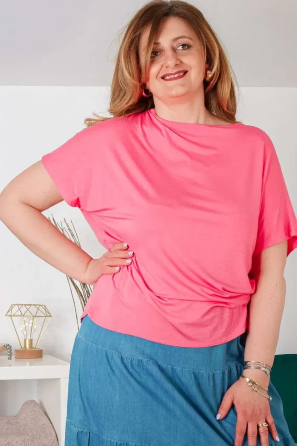 Jiveley T-shirt scollo a barchetta con incrocio sulla schiena taglie comode Best
