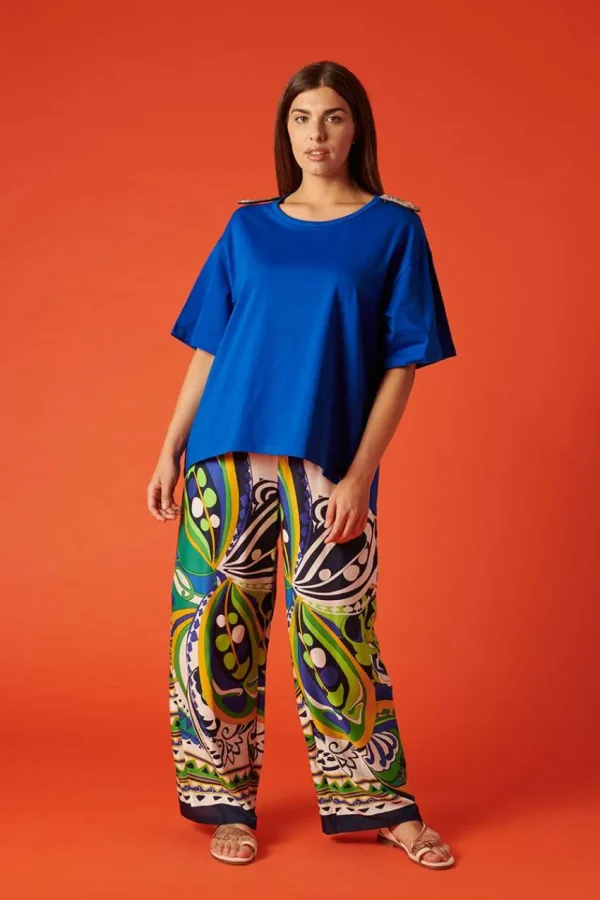 Talissa Mode T-shirt scollo rotondo spalline con dettaglio taglie comode Discount