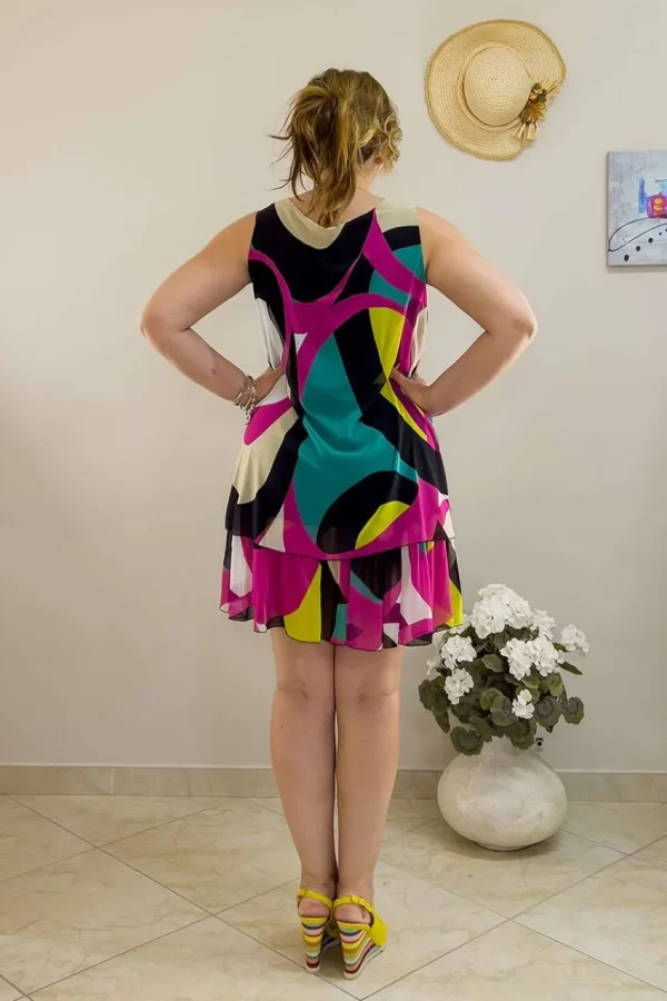Donna Curvy Vestito fantasia con balza taglie comode Best