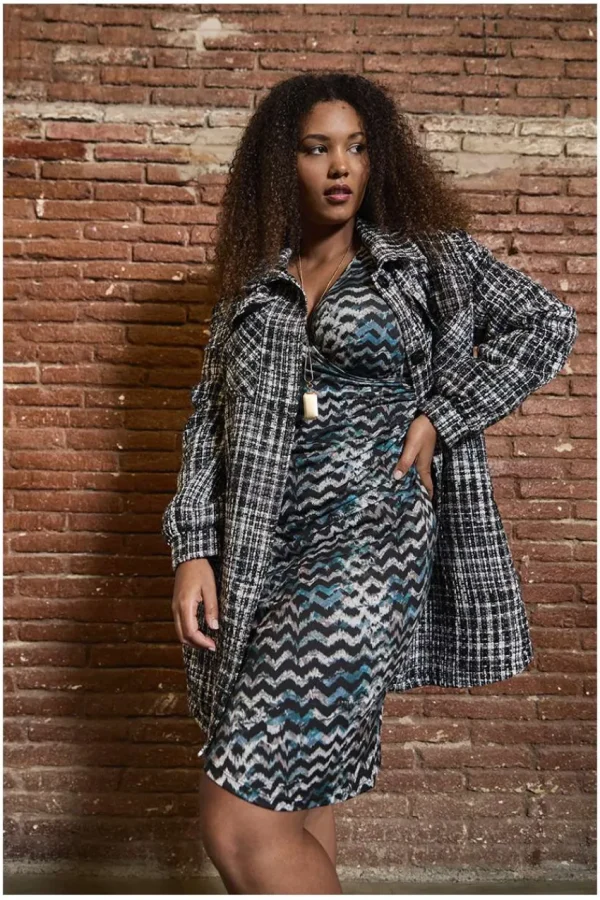 SPG Woman Vestito incrociato con stampa a zigzag taglie comode Fashion